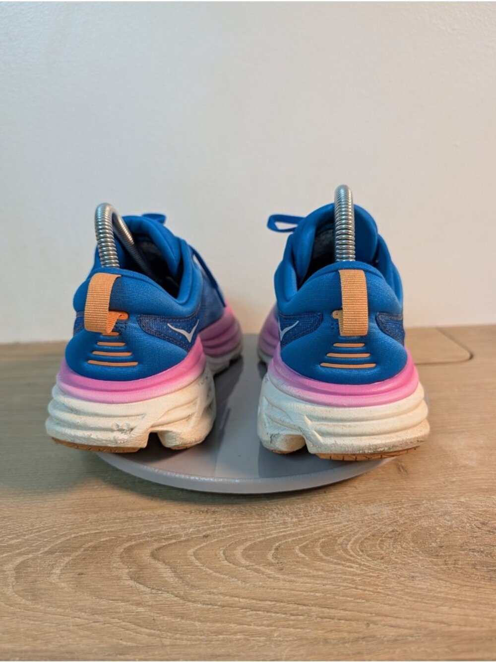 Hoka One One Bondi 8 Women 8.5 B Blue Pink White Running Shoes Comfort Sneaker - Picture 6 of 11